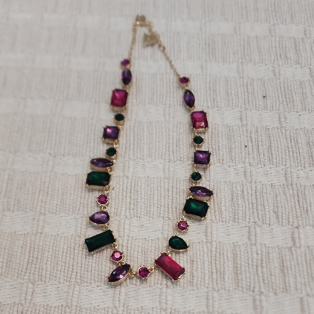 Guess Pink and Purple Necklace Asymmetrical Design NWOT